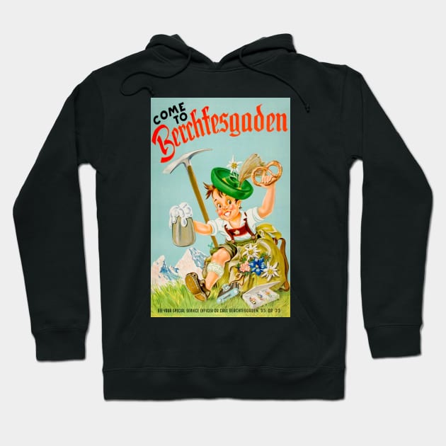 Vintage German Tourism - Come to Berchtesgaden - Yesteryear Designs Hoodie by Culturio